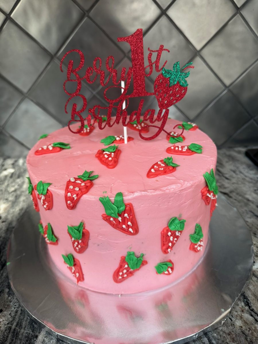 Berry first birthday cake
