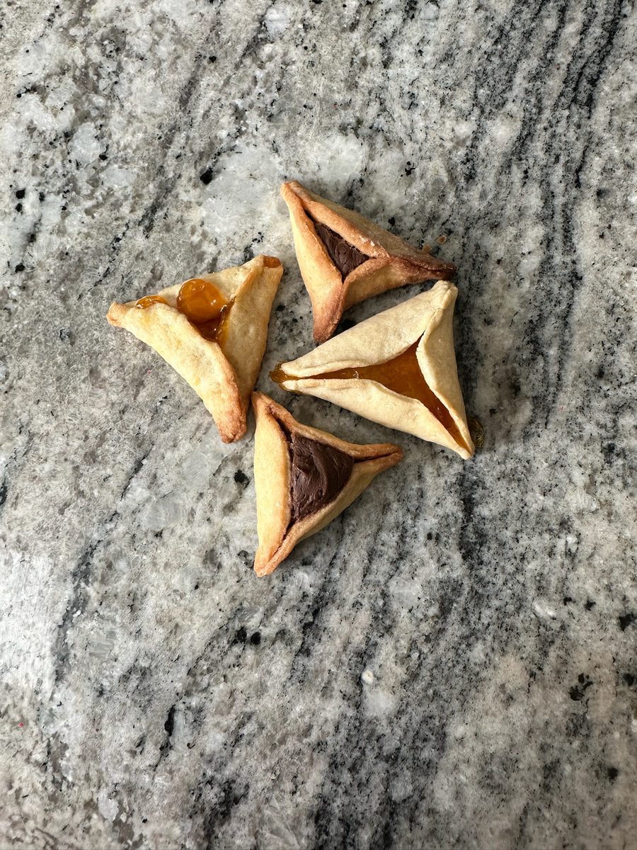 Hamentaschen with chocolate and apricot filling